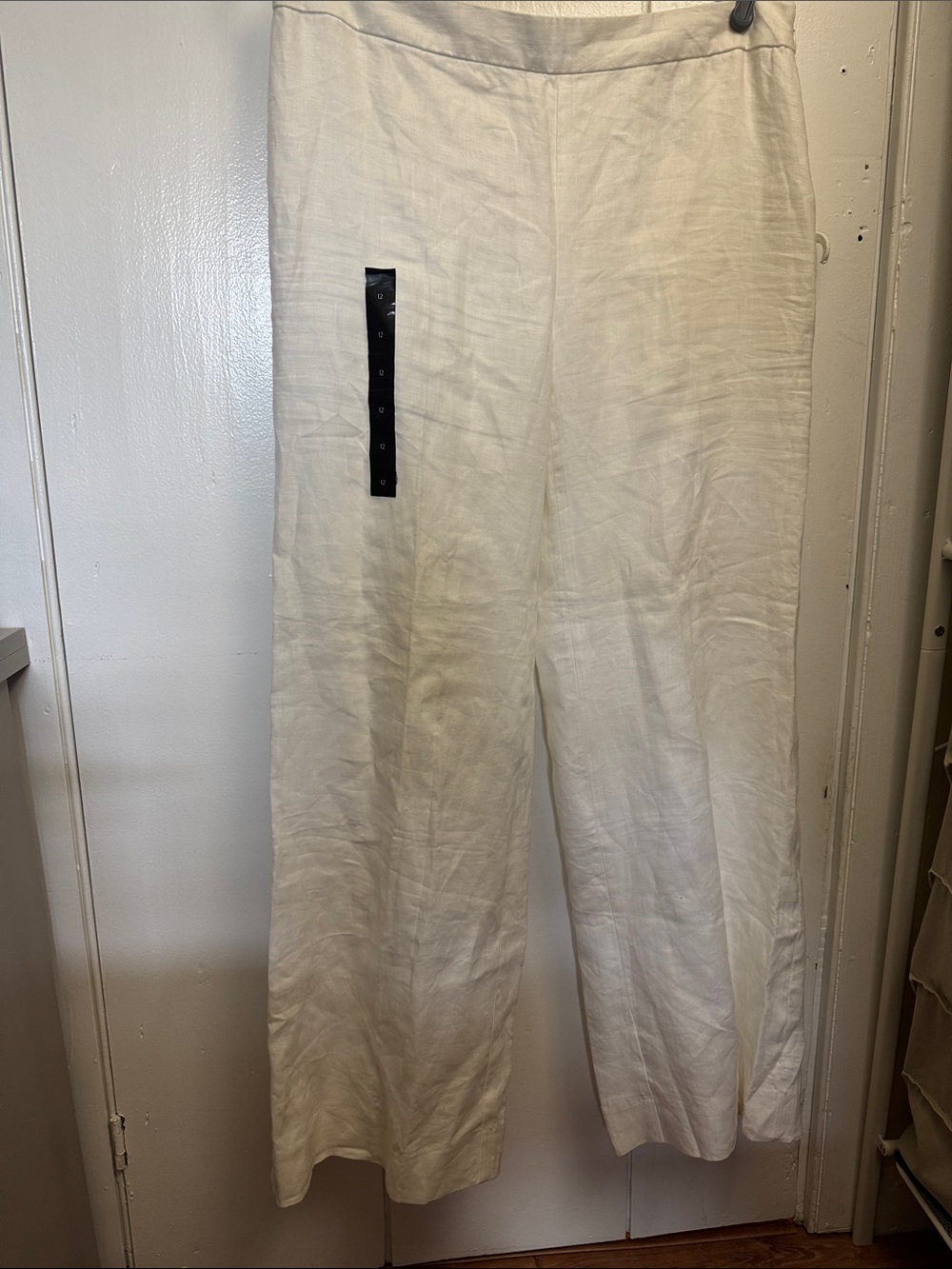 Banana Republic Women’s Martin Fit Wide Leg Linen Pants in white Size: 12 NWTS